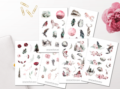 Forest and Moon Sticker Set